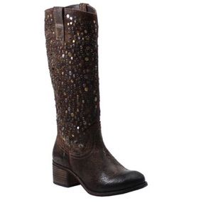 Diba Brown Studded Heeled Boots